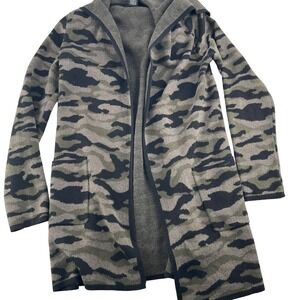 Rachel Zoe Hooded Long Open Cardigan Sweater size‎ XS Camouflage